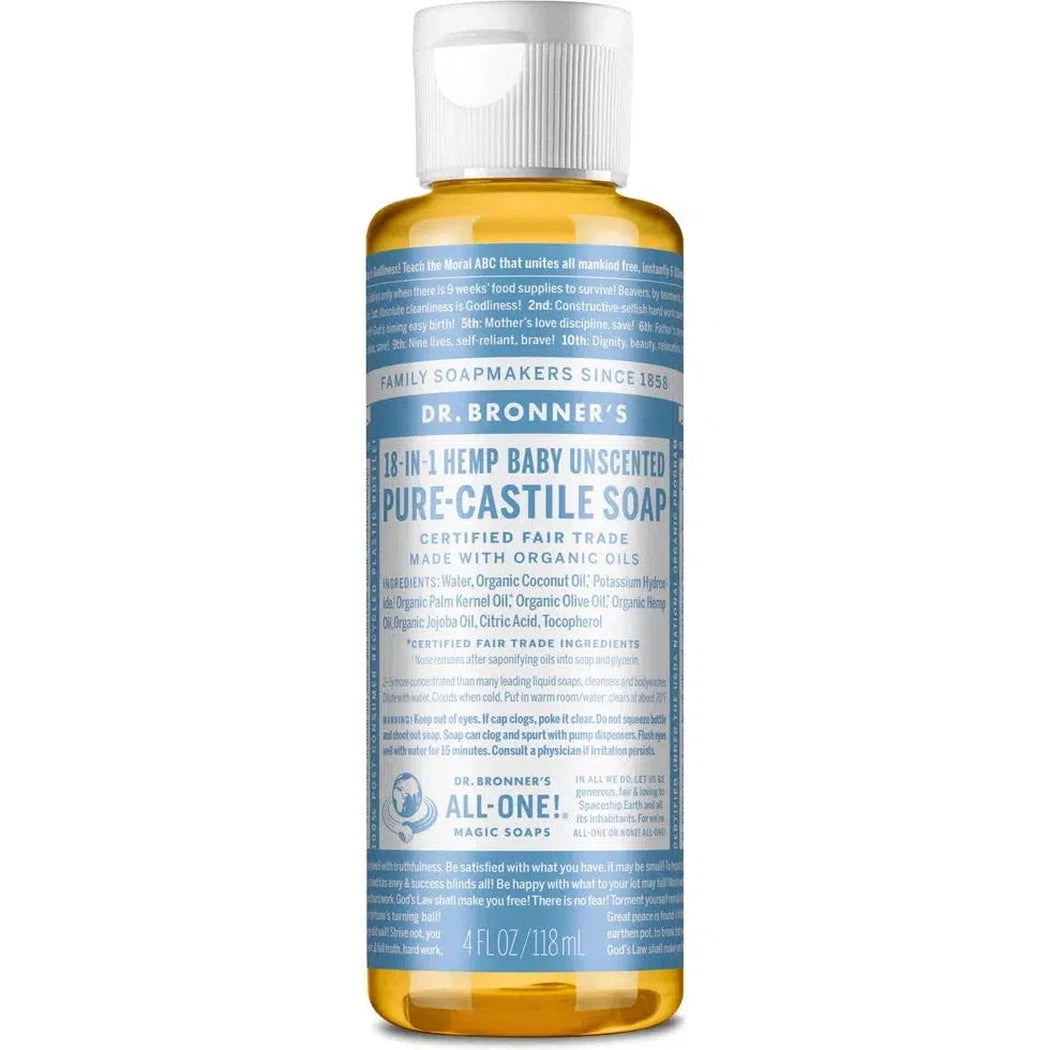 Adventure Medical Kits Dr. Bronner's Unscented Pure-Castile Liquid Soap - 4oz-Camping - First Aid - Hygenie-Adventure Medical Kits-Unscented-4oz-Appalachian Outfitters