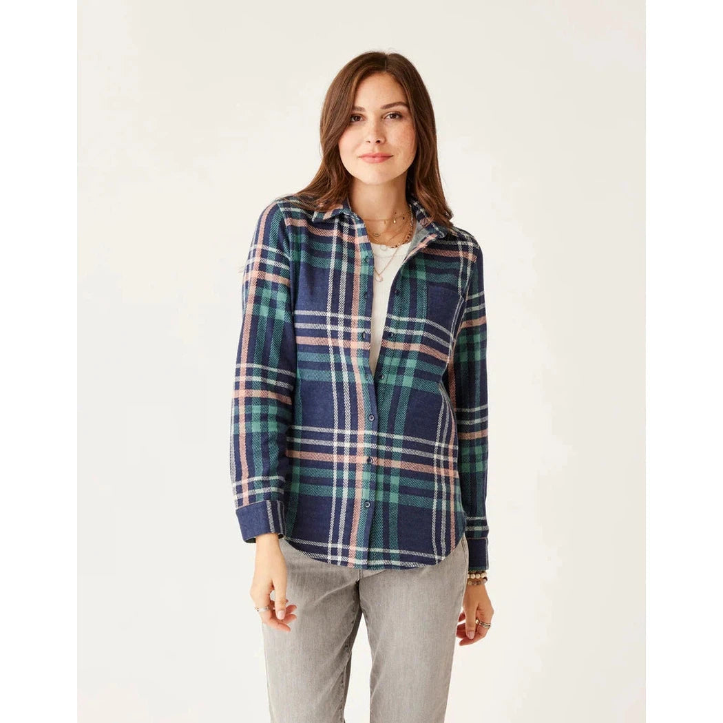 Carve Designs Women's Fairbanks Supersoft Shirt-Women's - Clothing - Tops-Carve Designs-Navy Multiplaid-S-Appalachian Outfitters