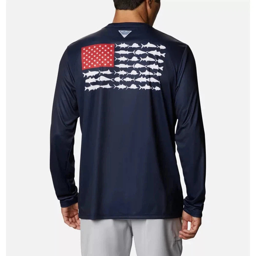 Columbia Sportswear Men's Terminal Tackle PFG Fish Flag Long Sleeve-Men's - Clothing - Tops-Columbia Sportswear-Collegiate-M-Appalachian Outfitters