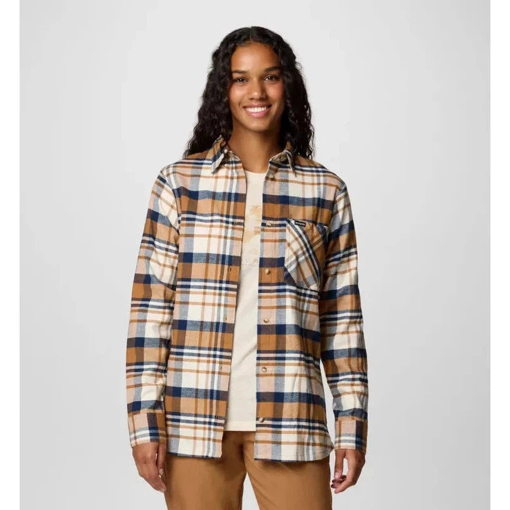 Columbia Sportswear Women's Calico Basin Flannel Long Sleeve Shirt-Women's - Clothing - Tops-Columbia Sportswear-Camel Brown Multiplaid-S-Appalachian Outfitters