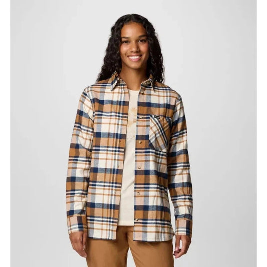 Columbia Sportswear Women's Calico Basin Flannel Long Sleeve Shirt-Women's - Clothing - Tops-Columbia Sportswear-Camel Brown Multiplaid-S-Appalachian Outfitters