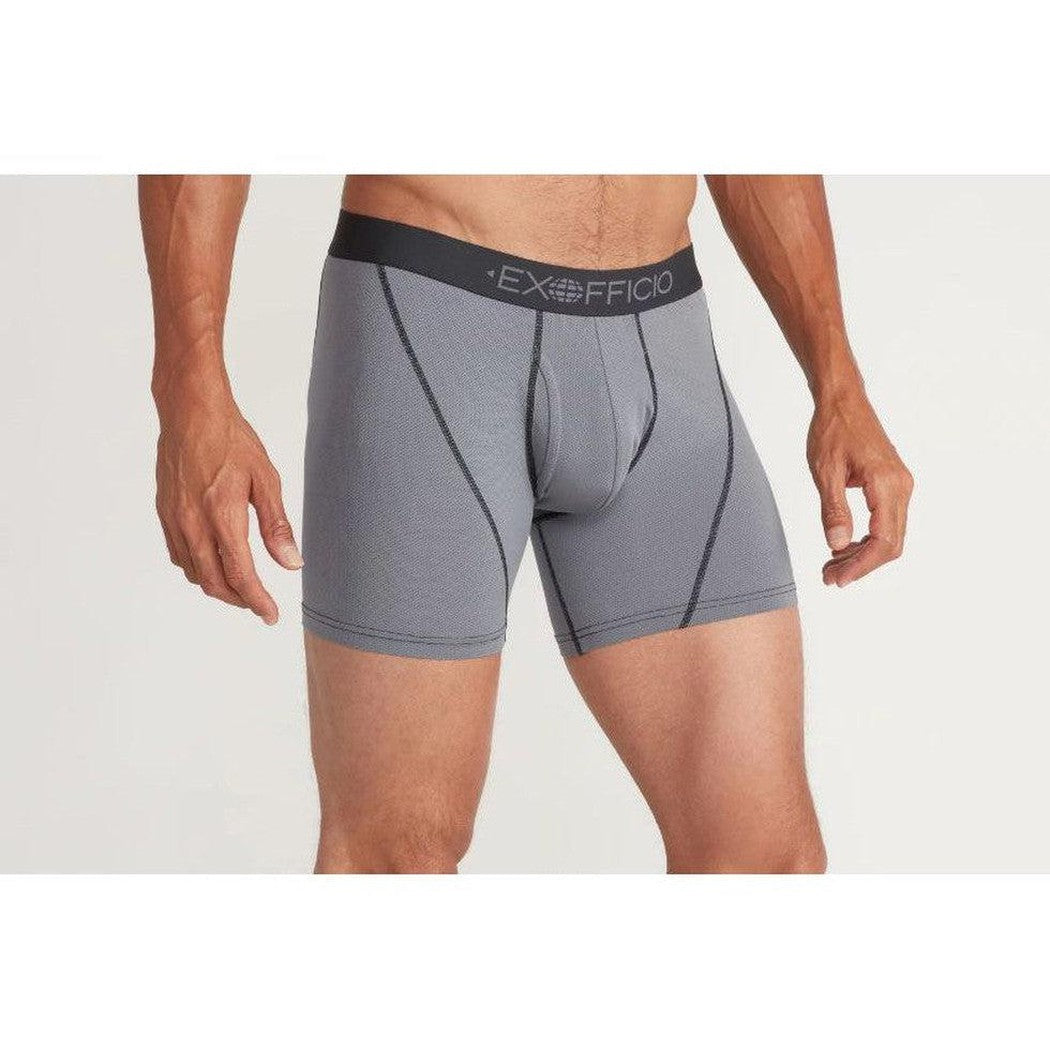 Exofficio Men's Give-N-Go Sport 2.0 Boxer Brief 6"-Men's - Clothing - Underwear-Exofficio-Steel Onyx/Blac-S-Appalachian Outfitters