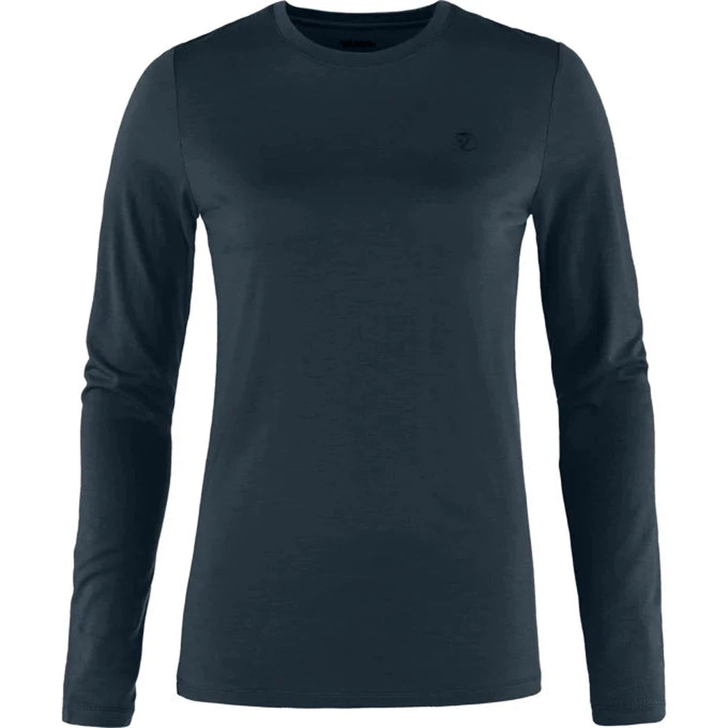 Fjallraven Women's Abisko Wool Long Sleeve-Women's - Clothing - Tops-Fjallraven-Dark Navy-S-Appalachian Outfitters