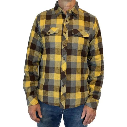 Flyshacker Men's Original Flyshacker Shirt-Men's - Clothing - Tops-Flyshacker-Coffee/Gold-M-Appalachian Outfitters