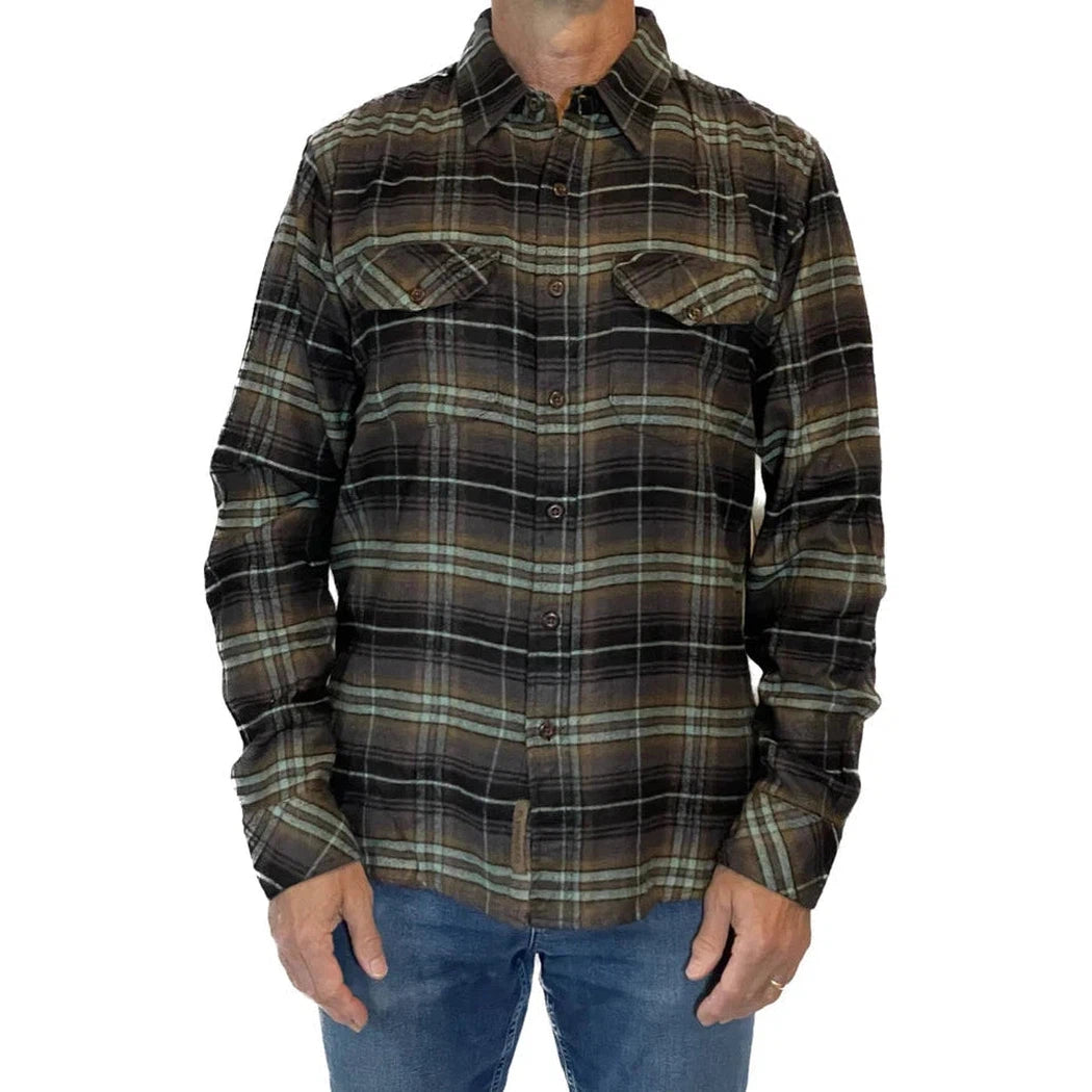 Flyshacker Men's Wyatt Flannel Shirt-Men's - Clothing - Tops-Flyshacker-Espresso-M-Appalachian Outfitters