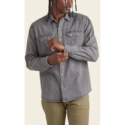 Howler Brothers Men's Dust Up Demin Snapshirt-Men's - Clothing - Tops-Howler Brothers-Jovi Grey Wash-M-Appalachian Outfitters