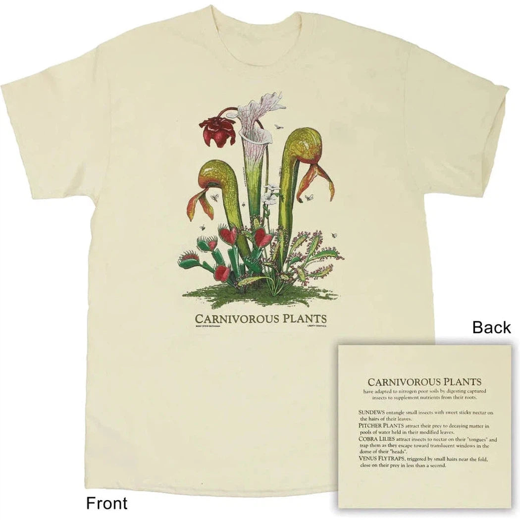 Liberty Graphics Carnivorous Plants Short Sleeve T-Unisex - Clothing - Tops-Liberty Graphics-Natural-M-Appalachian Outfitters