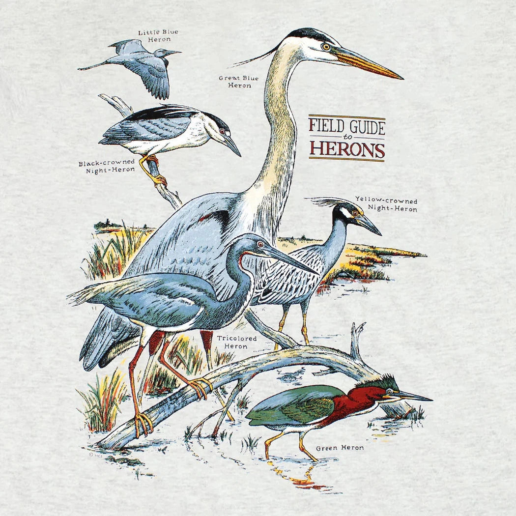 Liberty Graphics Field Guide To Herons Short Sleeve T-Unisex - Clothing - Tops-Liberty Graphics-Appalachian Outfitters