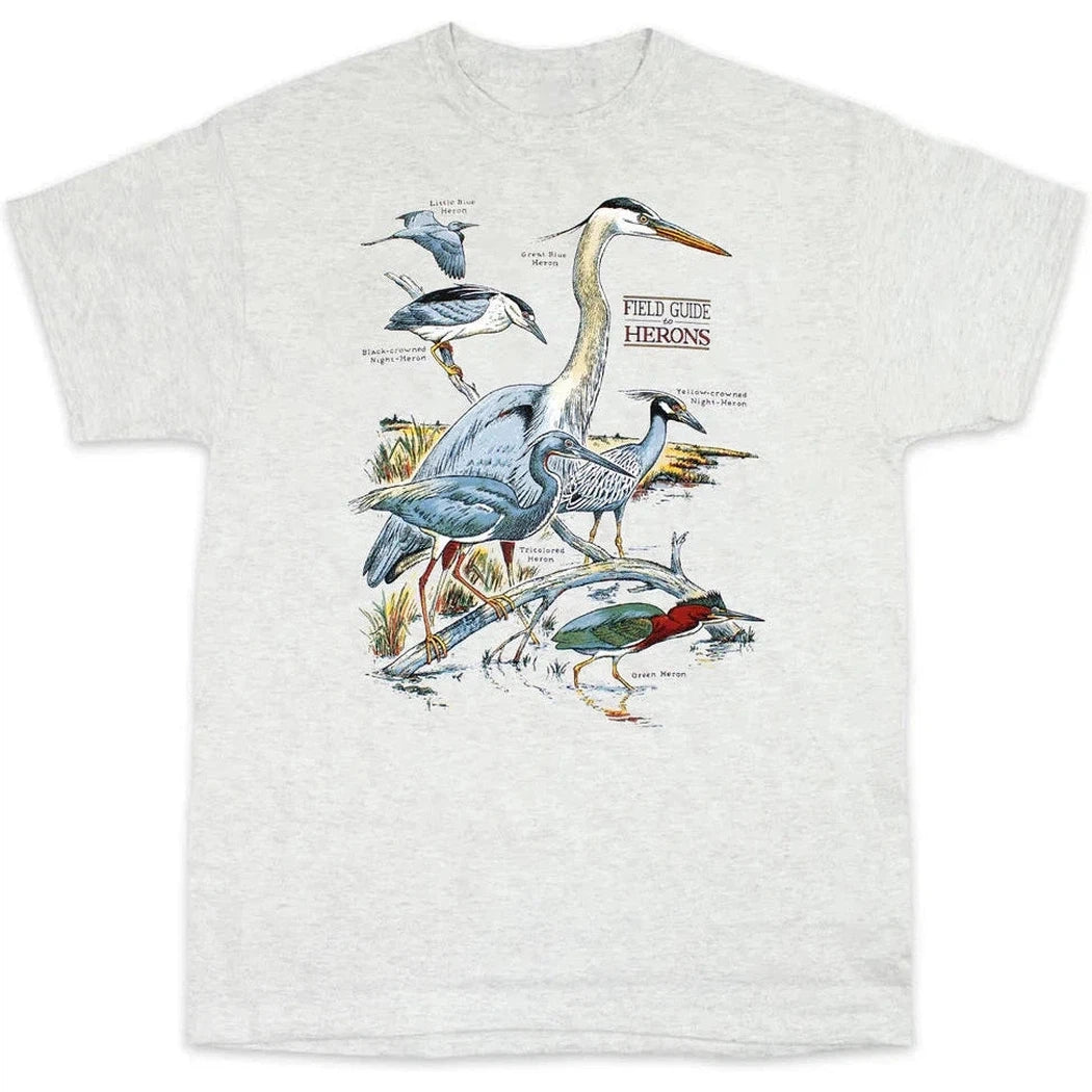 Liberty Graphics Field Guide To Herons Short Sleeve T-Unisex - Clothing - Tops-Liberty Graphics-Ash-M-Appalachian Outfitters