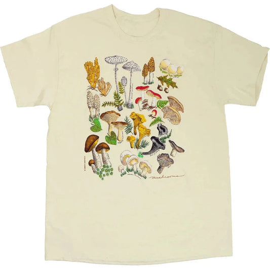 Liberty Graphics Mushrooms Short Sleeve T-Unisex - Clothing - Tops-Liberty Graphics-Natural-M-Appalachian Outfitters