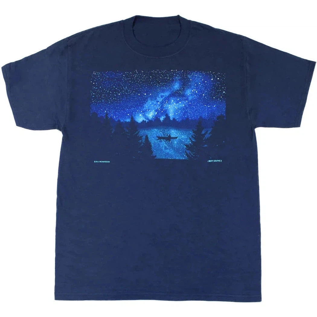 Liberty Graphics Night Kayaker Short Sleeve T-Unisex - Clothing - Tops-Liberty Graphics-Navy-S-Appalachian Outfitters