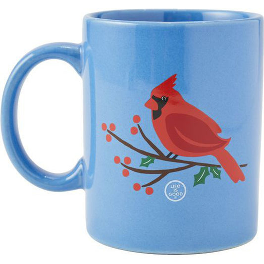 Life is Good Adult Unisex Holiday Cardinal Jake's Mug-Camping - Hydration - Cups and Mugs-Life is Good-Cornflower Blue-Appalachian Outfitters