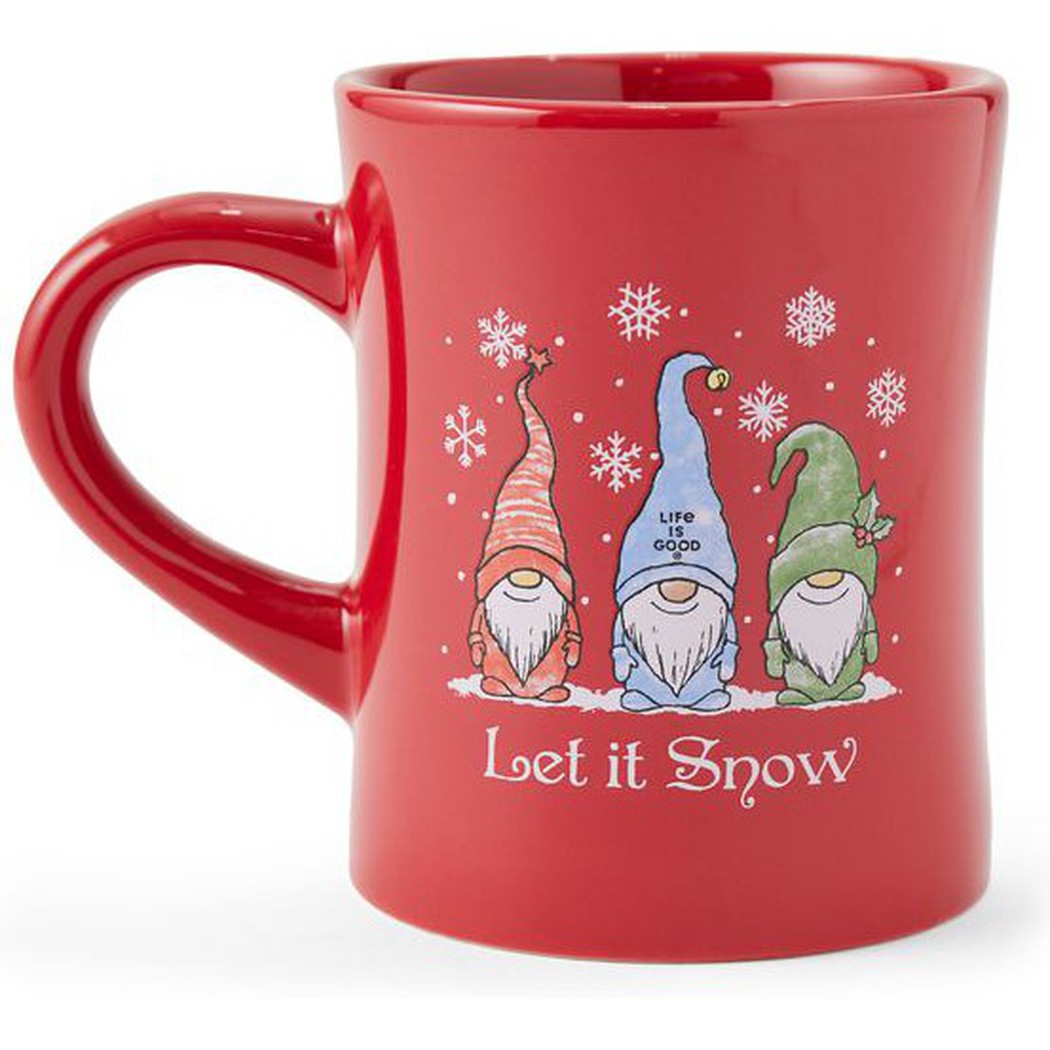 Life is Good Adult Unisex Let It Snow Gnomes Diner Mug-Camping - Hydration - Cups and Mugs-Life is Good-Positive Red-Appalachian Outfitters