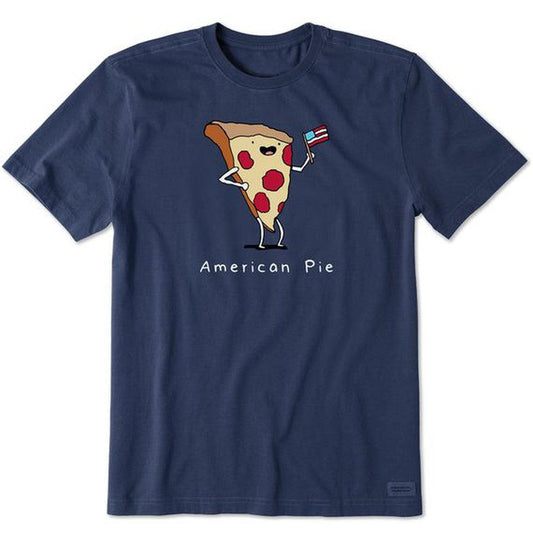 Life is Good Men's American Pizza Pie Crusher Tee-Men's - Clothing - Tops-Life is Good-Darkest Blue-M-Appalachian Outfitters
