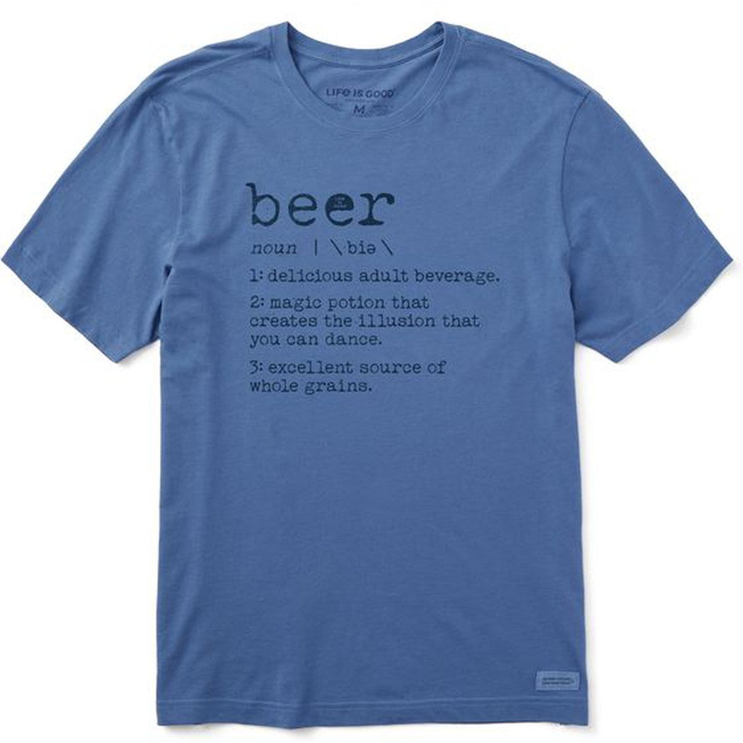 Life is Good Men's Beer Defined Short Sleeve Crusher Tee-Men's - Clothing - Tops-Life is Good-Vintage Blue-M-Appalachian Outfitters