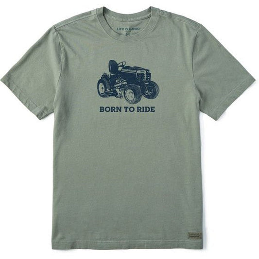 Life is Good Men's Born to Ride Mower Crusher Tee-Men's - Clothing - Tops-Life is Good-Moss Green-M-Appalachian Outfitters