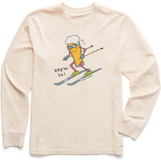 Life is Good Men's Brewski Long Sleeve Crusher-LITE Tee-Men's - Clothing - Tops-Life is Good-Putty White-M-Appalachian Outfitters