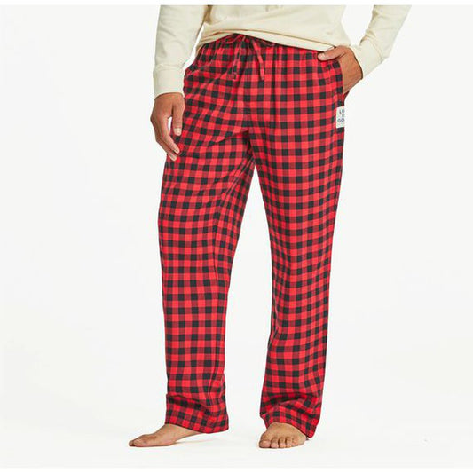 Life is Good Men's Buffalo Check Pattern Classic Sleep Pant-Men's - Clothing - Bottoms-Life is Good-Positive Red-S-Appalachian Outfitters