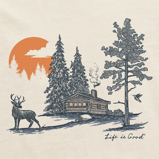 Life is Good Men's Fineline Deer Short Sleeve Crusher Tee-Men's - Clothing - Tops-Life is Good-Appalachian Outfitters