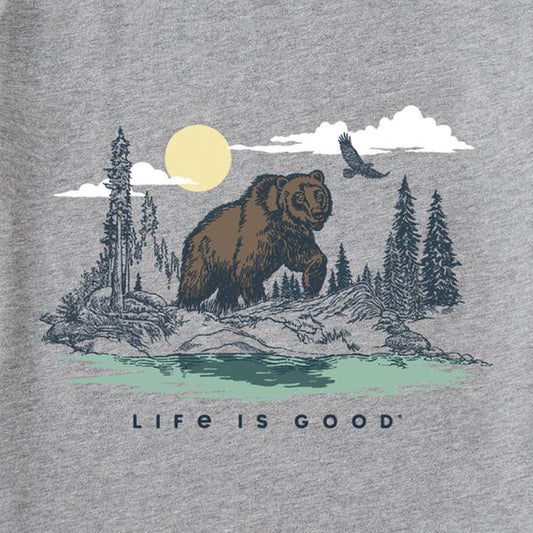 Life is Good Men's Grizzly Bear Forest Crusher Tee-Men's - Clothing - Tops-Life is Good-Appalachian Outfitters