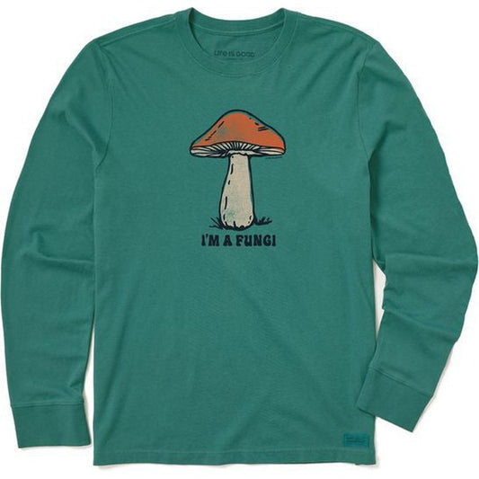 Life is Good Men's I'm a Fungi Long Sleeve Crusher Tee-Men's - Clothing - Tops-Life is Good-Spruce Green-M-Appalachian Outfitters