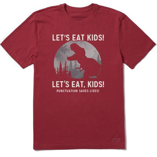 Life is Good Men's Trex Eat Kids Crusher Tee-Women's - Clothing - Tops-Life is Good-Cranberry Red-M-Appalachian Outfitters