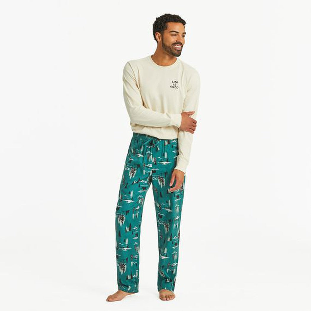 Life is Good Men's Winter Woodland Pattern Classic Sleep Pant-Men's - Clothing - Bottoms-Life is Good-Appalachian Outfitters