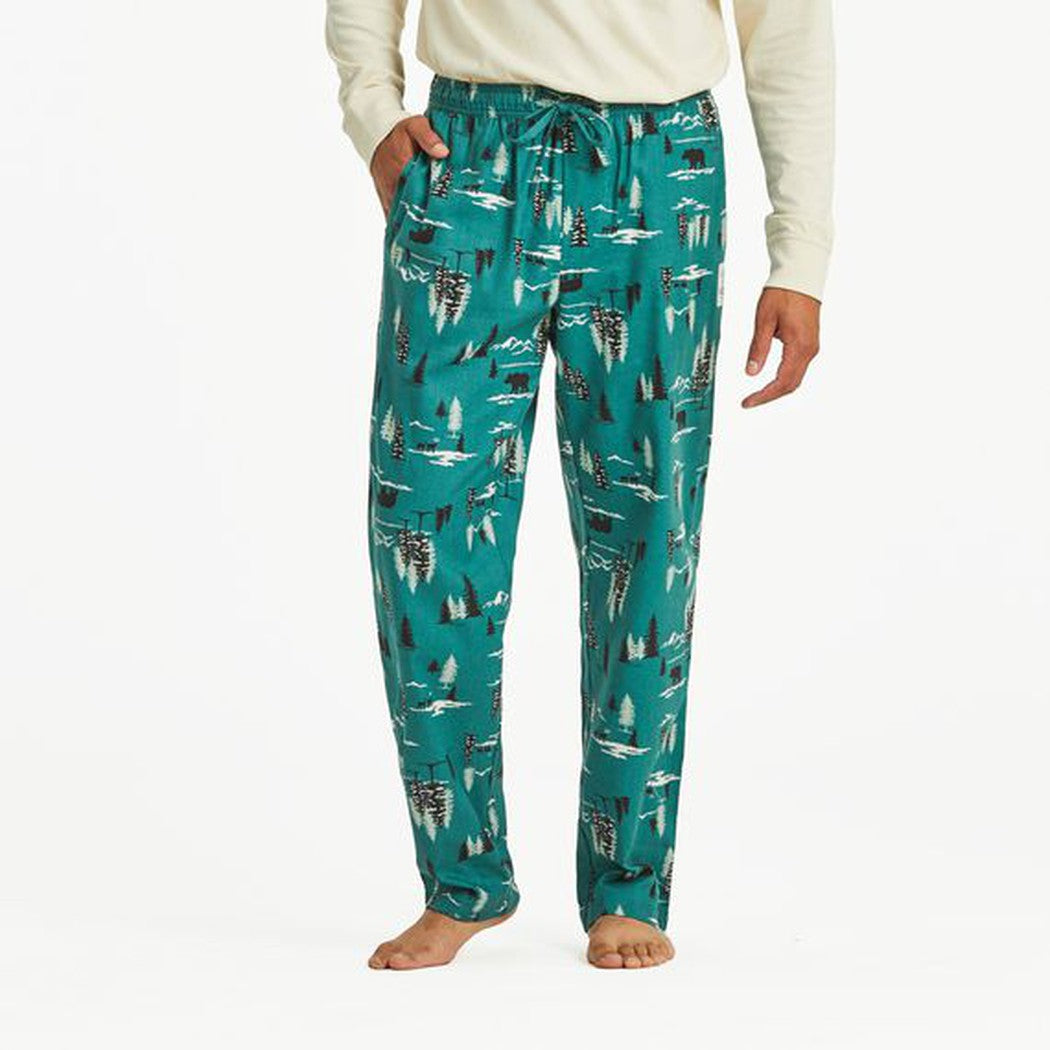 Life is Good Men's Winter Woodland Pattern Classic Sleep Pant-Men's - Clothing - Bottoms-Life is Good-Spruce Green-S-Appalachian Outfitters