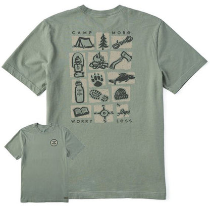 Life is Good Men's Woodcut Camp More Crusher Tee-Men's - Clothing - Tops-Life is Good-Moss Green-M-Appalachian Outfitters