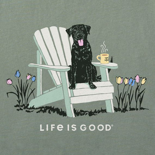 Life is Good Women's Black Lab Adirondack Long Sleeve Crusher-LITE Hooded Tee-Women's - Clothing - Tops-Life is Good-Appalachian Outfitters