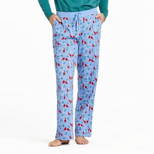 Life is Good Women's Cardinal Branch Pattern Snuggle Up Sleep Pant-Women's - Clothing - Bottoms-Life is Good-Cornflower Blue-XS-Appalachian Outfitters