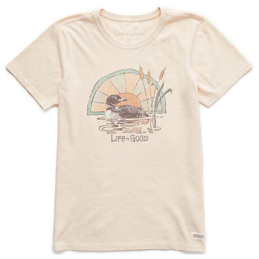 Life is Good Women's Dreamy Loon Short Sleeve Crusher Tee-Women's - Clothing - Tops-Life is Good-Putty White-S-Appalachian Outfitters