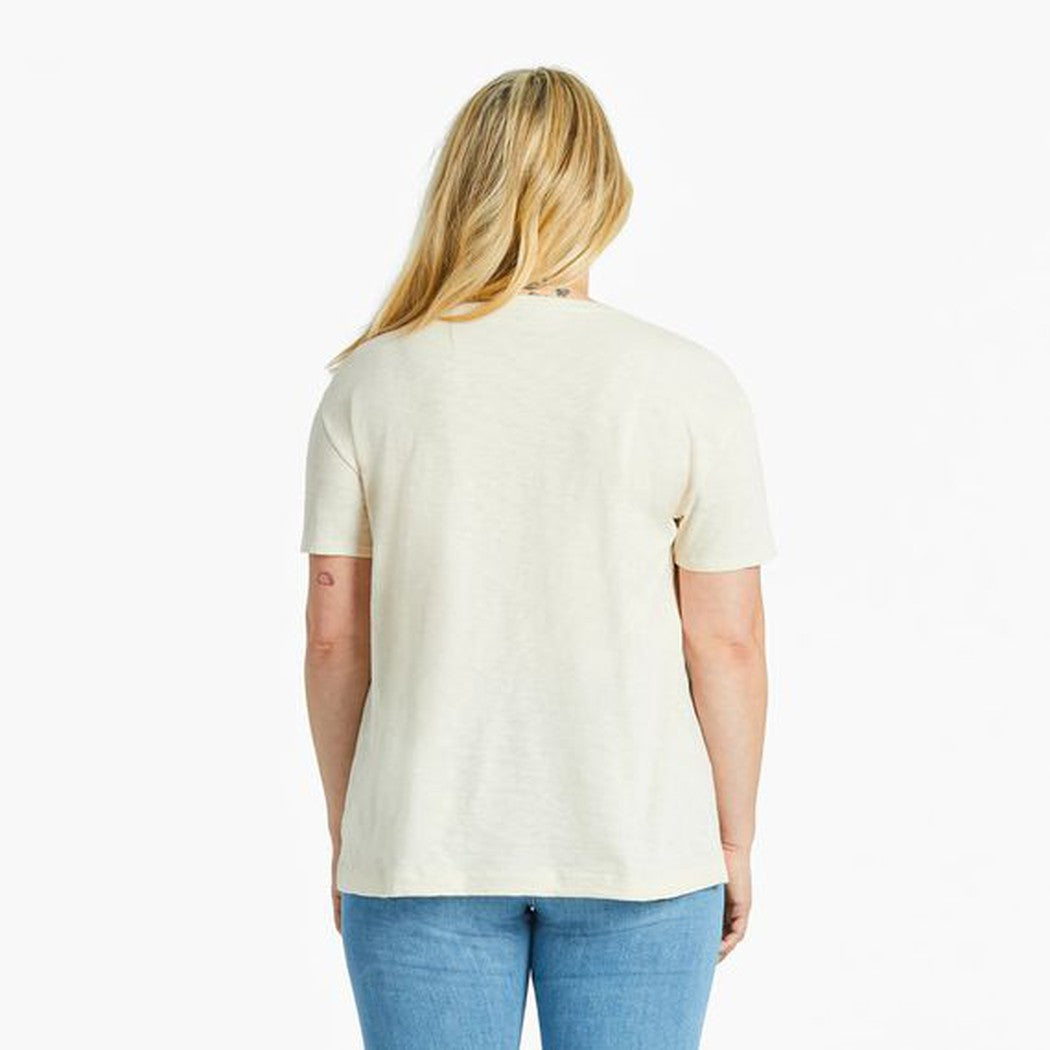 Life is Good Women's Fineline Bugs and Flowers Grid Relaxed Fit Slub Tee-Women's - Clothing - Tops-Life is Good-Appalachian Outfitters