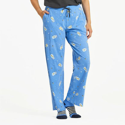 Life is Good Women's Firefly Jar Pattern Snuggle Up Sleep Pant-Women's - Clothing - Bottoms-Life is Good-Cornflower Blue-XS-Appalachian Outfitters