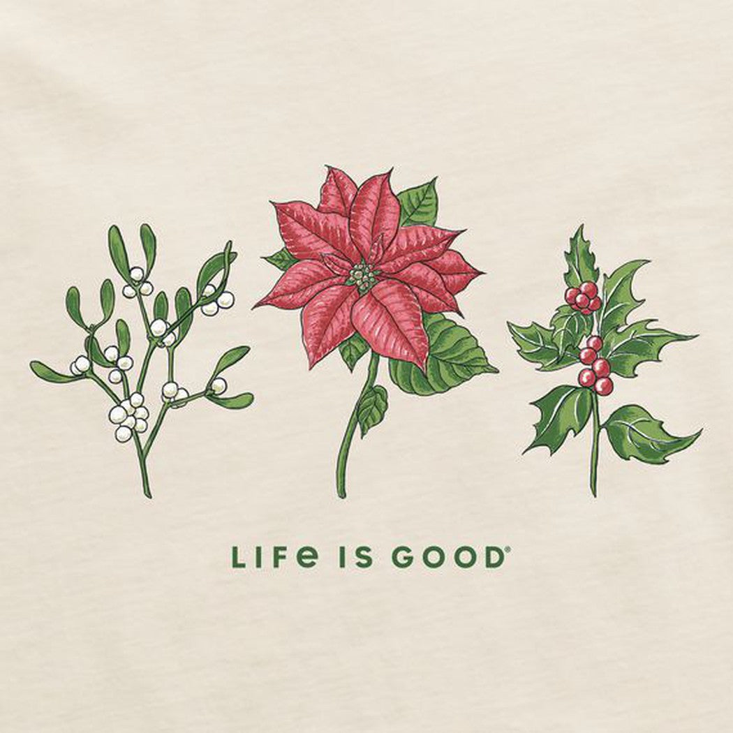 Life is Good Women's Holiday Flowers Long Sleeve Crusher-LITE Vee-Women's - Clothing - Tops-Life is Good-Appalachian Outfitters