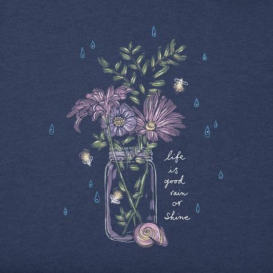 Life is Good Women's Rain or Smile Flower Jar Short Sleeve-Women's - Clothing - Tops-Life is Good-Appalachian Outfitters