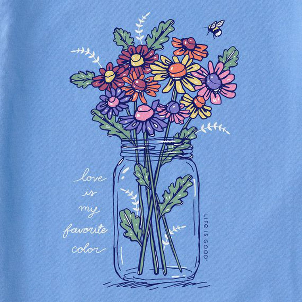 Life is Good Women's Rainbow Love Daisies Long Sleeve Crusher-LITE Vee-Women's - Clothing - Tops-Life is Good-Appalachian Outfitters