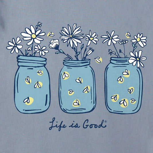 Life is Good Women's Realaxed Shine On Daisy Jars Short Sleeve Vee-Women's - Clothing - Tops-Life is Good-Appalachian Outfitters