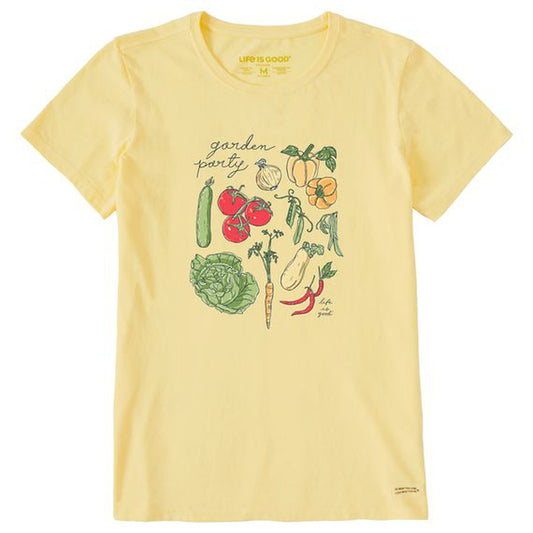 Life is Good Women's Relaxed Veggies Garden Party Short Sleeve Tee-Women's - Clothing - Tops-Life is Good-Sandy Yellow-S-Appalachian Outfitters