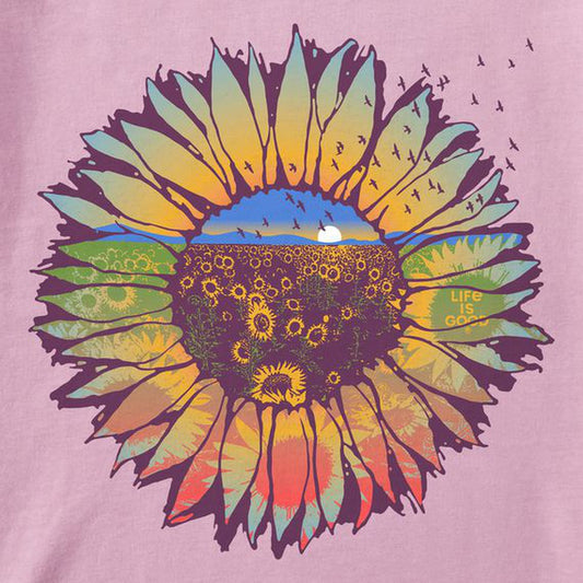 Life is Good Women's SunflowerScape Short Sleeve Crusher Tee-Women's - Clothing - Tops-Life is Good-Appalachian Outfitters