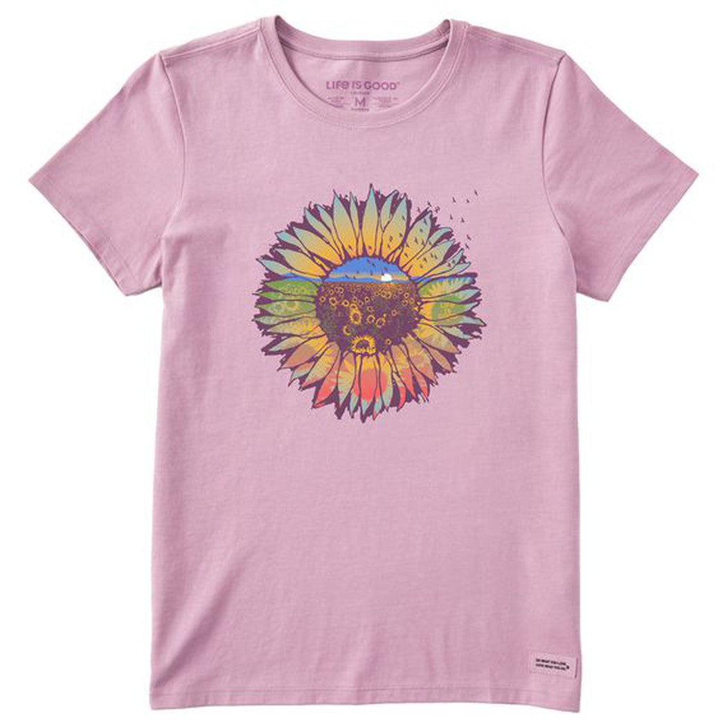 Life is Good Women's SunflowerScape Short Sleeve Crusher Tee-Women's - Clothing - Tops-Life is Good-Violet Purple-S-Appalachian Outfitters