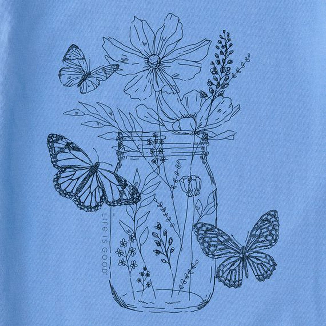 Life is Good Women's Wildflower And Butterflies Jar Long Sleeve Vee-Women's - Clothing - Tops-Life is Good-Appalachian Outfitters