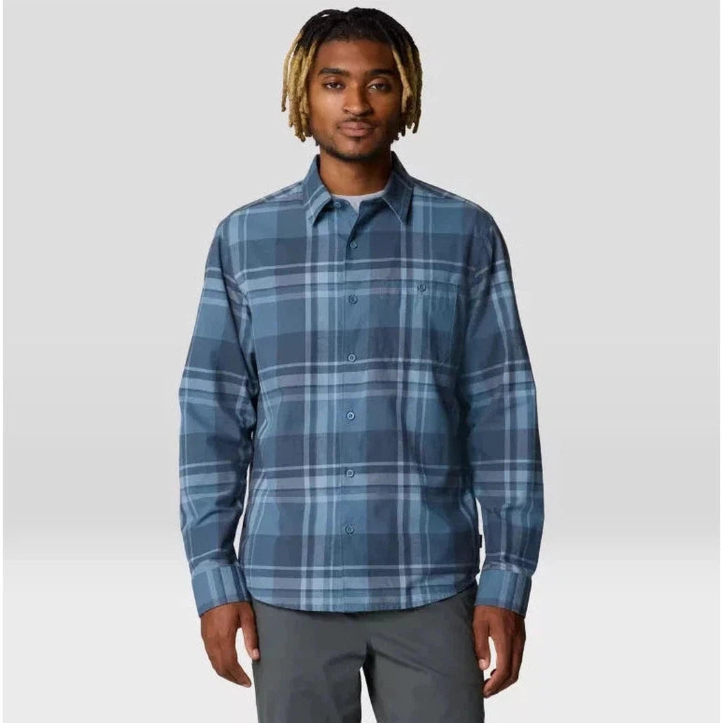 Mountain Hardwear Men's Big Cottonwood Long Sleeve Shirt-Men's - Clothing - Tops-Mountain Hardwear-Adriatic Blue Fireside Plaid-M-Appalachian Outfitters