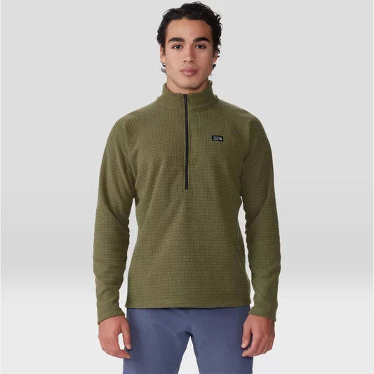 Mountain Hardwear Men's Summit Grid Half Zip-Men's - Clothing - Jackets & Vests-Mountain Hardwear-Combat Green-M-Appalachian Outfitters