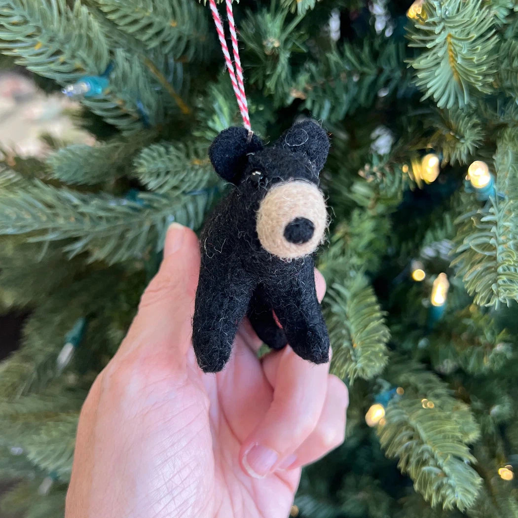 Ornaments 4 Orphans Black Bear Felt Wool Christmas Ornament-Accessories - Novelty-Ornaments 4 Orphans-Appalachian Outfitters