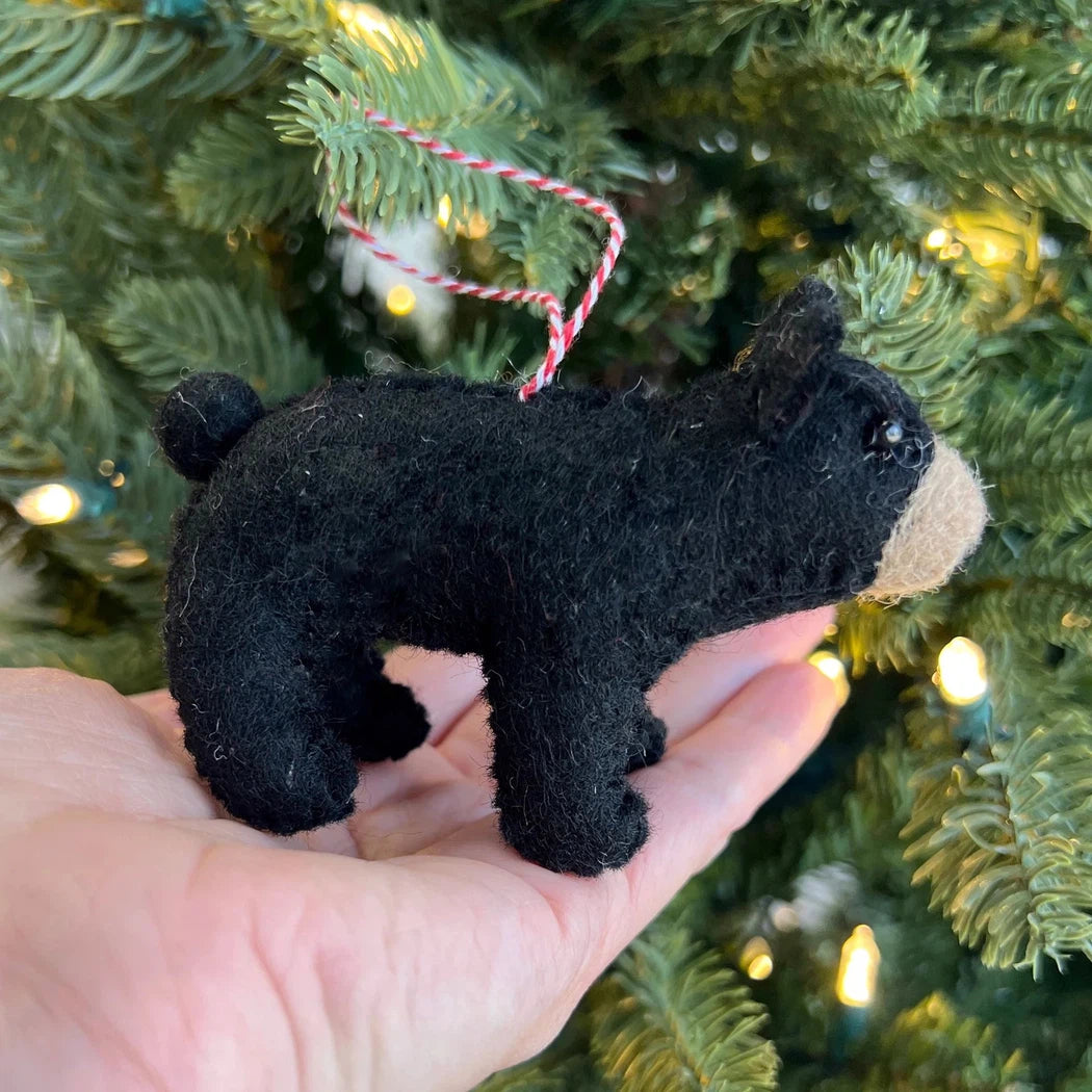 Ornaments 4 Orphans Black Bear Felt Wool Christmas Ornament-Accessories - Novelty-Ornaments 4 Orphans-Appalachian Outfitters