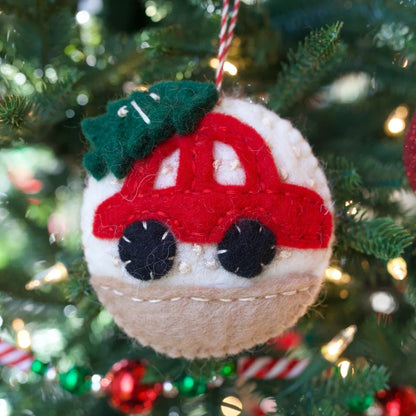 Ornaments 4 Orphans Car with Tree Felt Wool Christmas Ornament-Accessories - Novelty-Ornaments 4 Orphans-Appalachian Outfitters