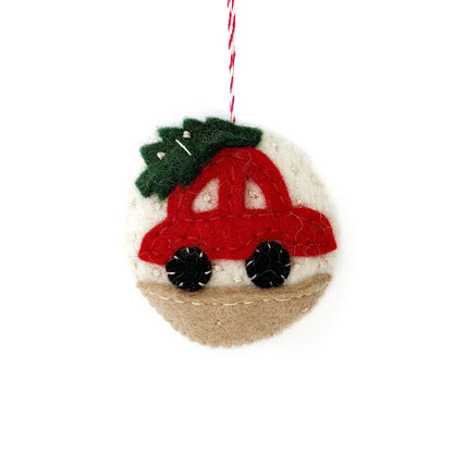 Ornaments 4 Orphans Car with Tree Felt Wool Christmas Ornament-Accessories - Novelty-Ornaments 4 Orphans-Appalachian Outfitters