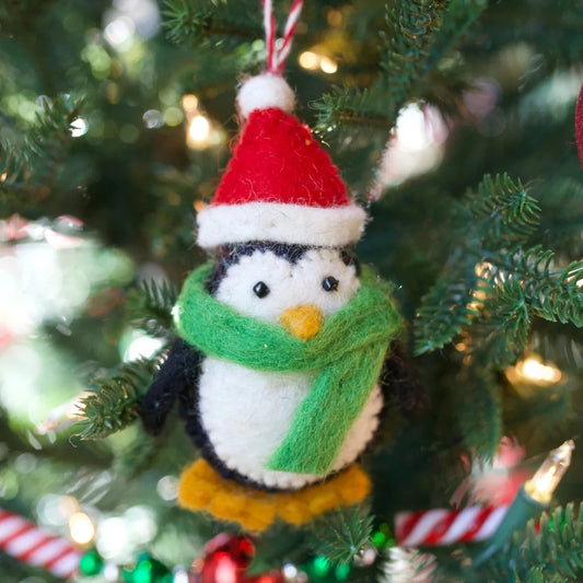 Ornaments 4 Orphans Penguin with Red Hat Felt Wool Christmas Ornament-Accessories - Novelty-Ornaments 4 Orphans-Appalachian Outfitters