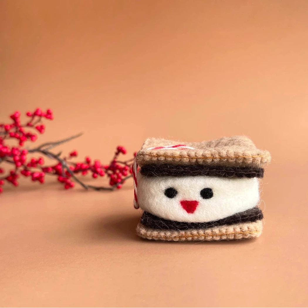 Ornaments 4 Orphans Smiling S'more Felt Wool Christmas Ornament-Accessories - Novelty-Ornaments 4 Orphans-Appalachian Outfitters